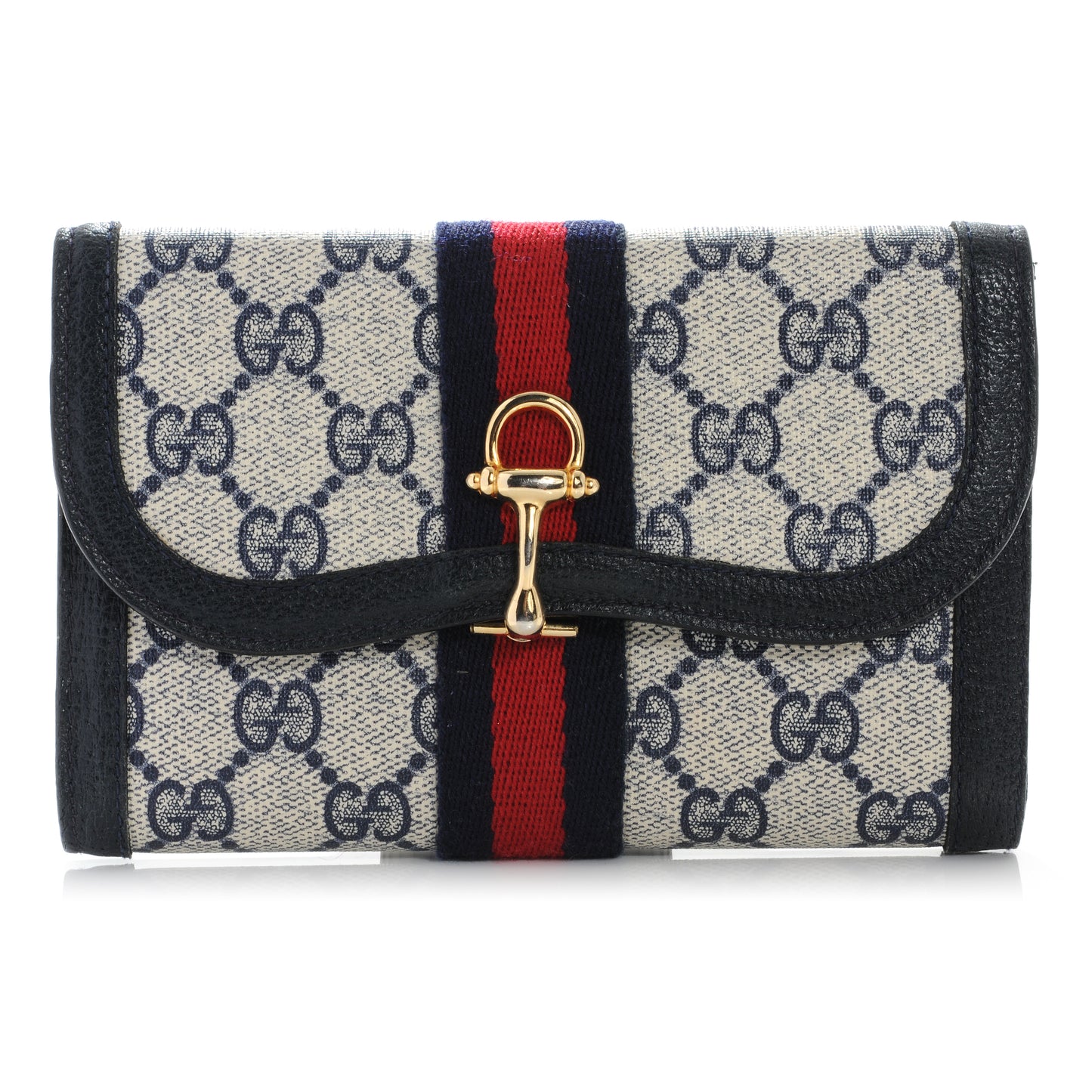 Monogram Horsebit Web Wallet Navy