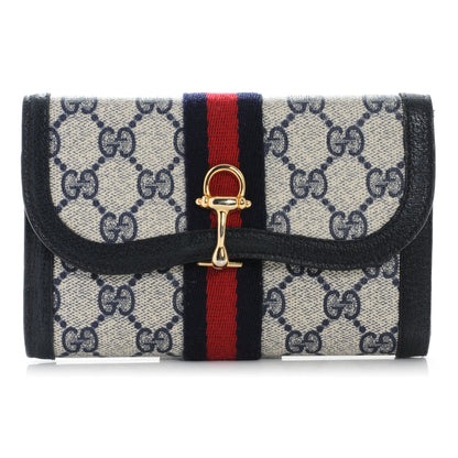 Gucci Monogram Horsebit Web Wallet Navy 1 of 7