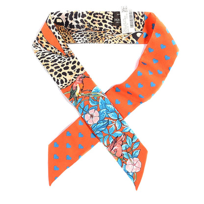 Hermes Silk Jungle Love Love Twilly Orange Bleu Brun 1 of 4