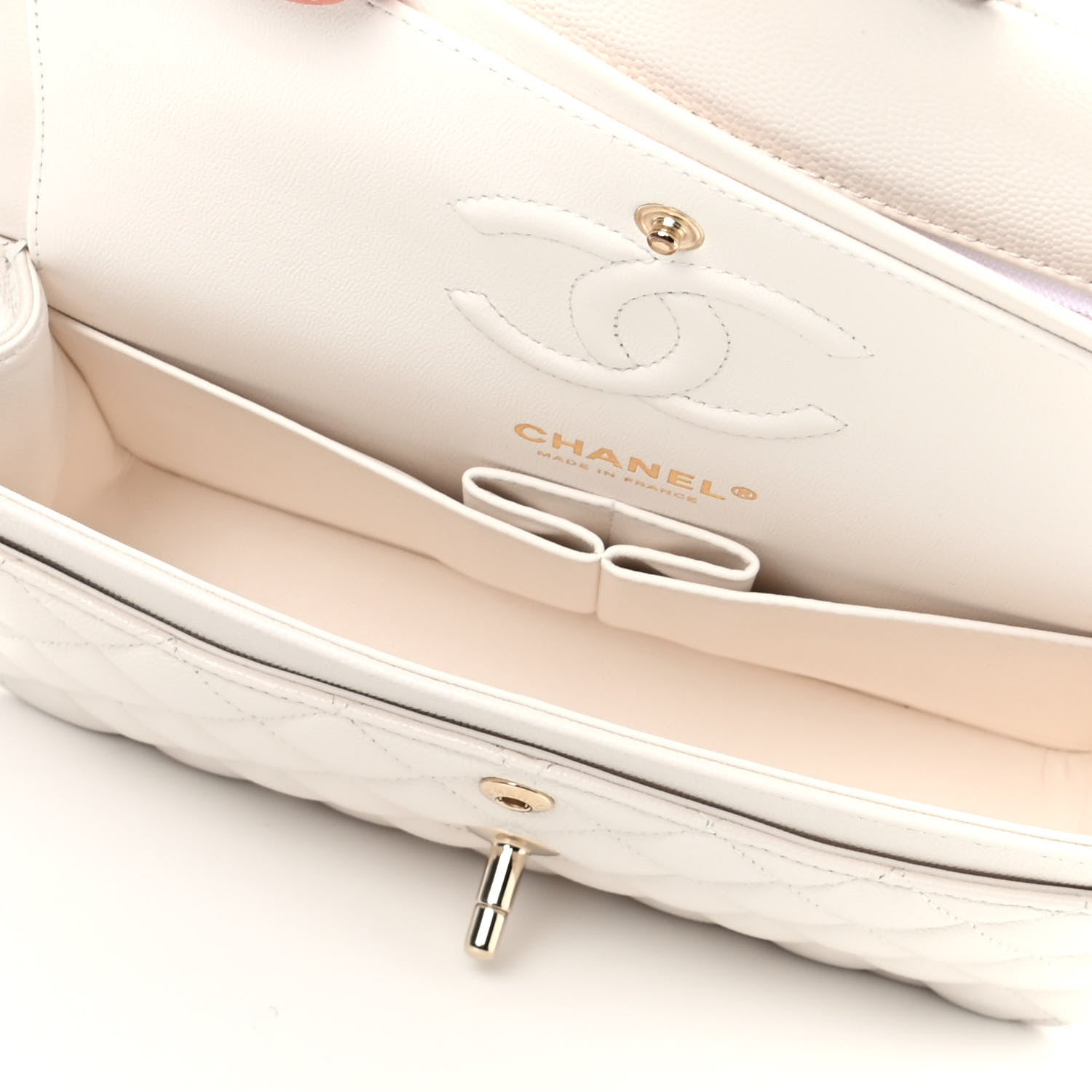 Chanel Caviar Quilted Small Double Flap White 5 of 10