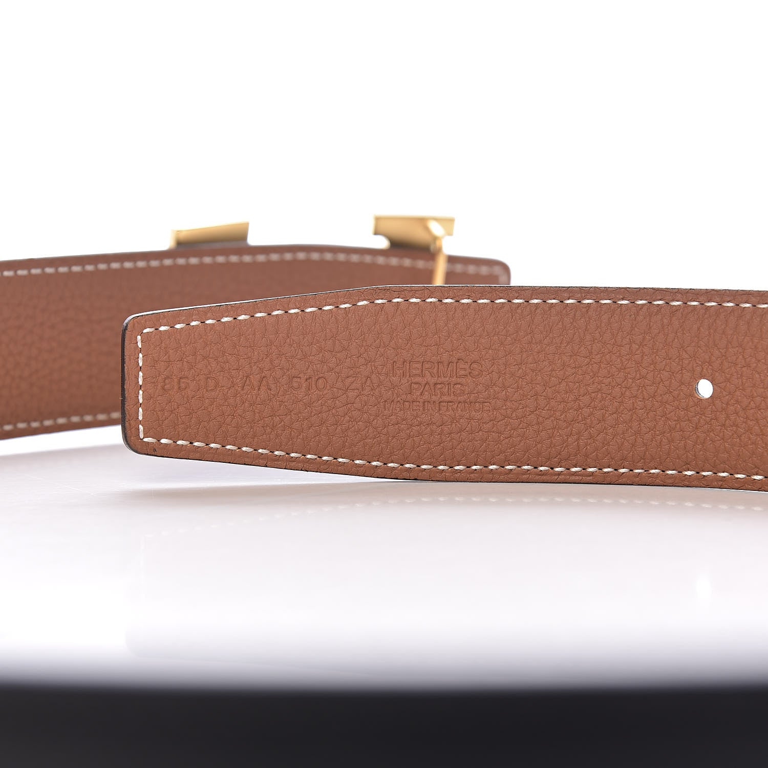 Hermes Swift Togo 32mm H Belt 85 Black Gold 4 of 7