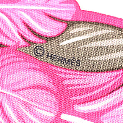 Hermes Silk La Danse Pacifique Twilly Orange Fuchsia Kaki 3 of 4