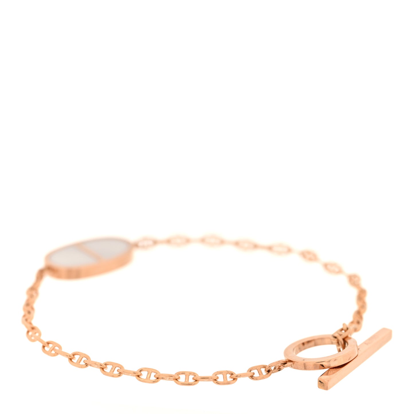 18K Rose Gold White Ceramic Chaine d'Ancre Verso Bracelet