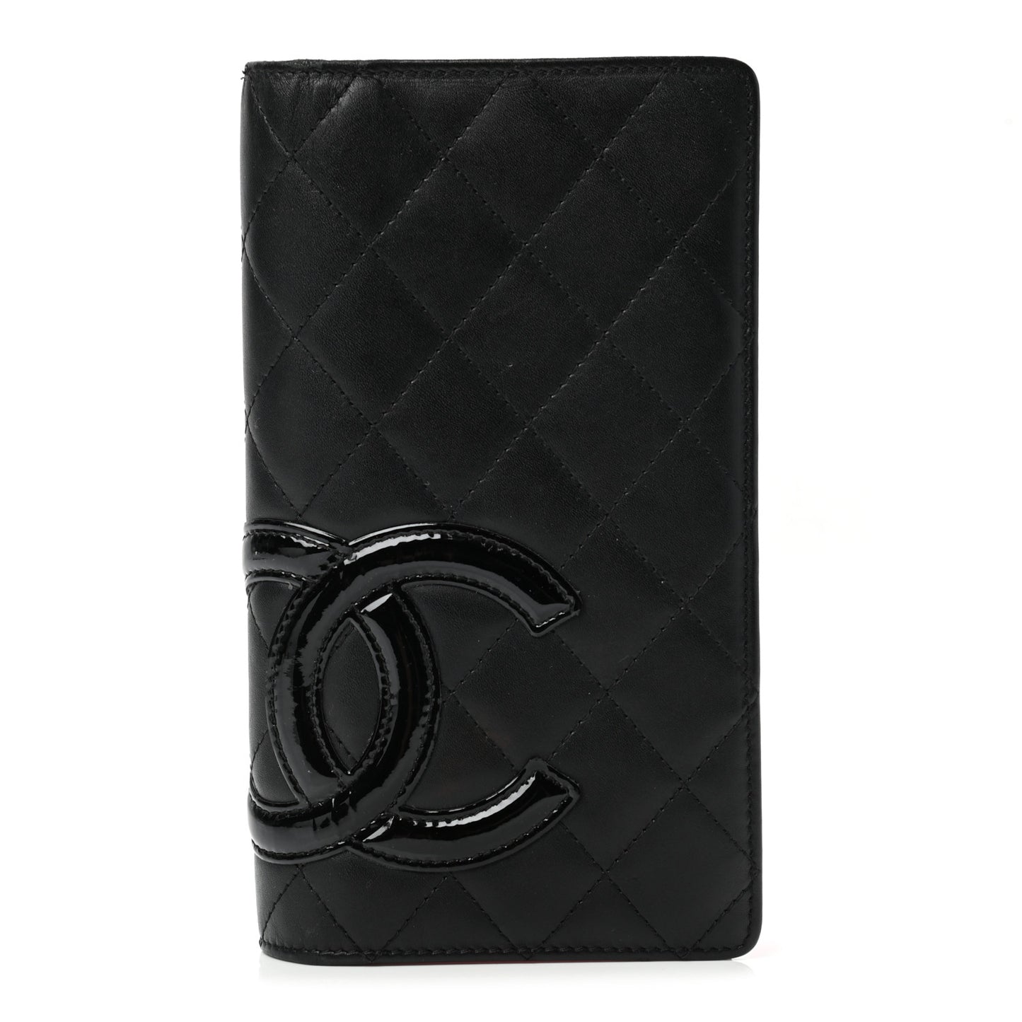 Calfskin Quilted Cambon Yen Wallet Black
