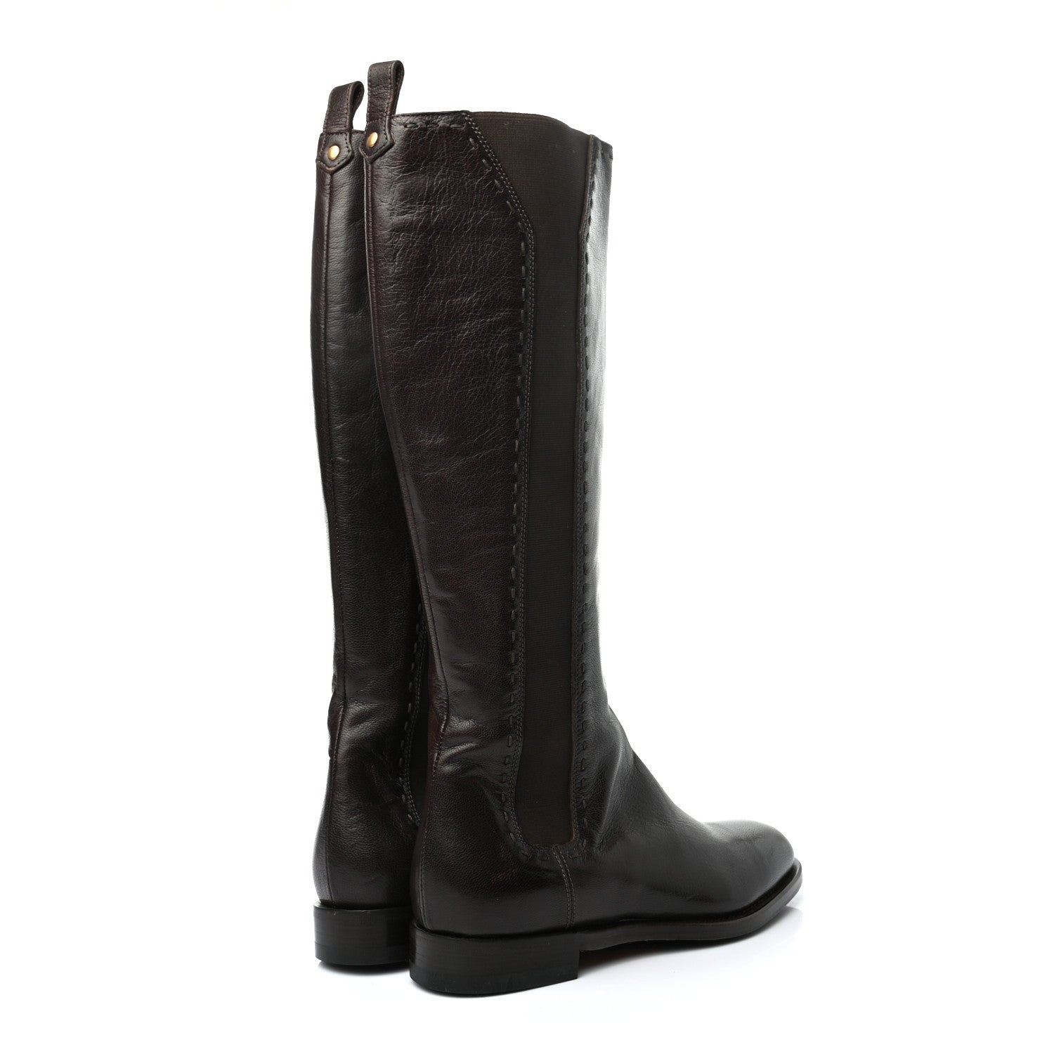 Saint Laurent Calfskin Knee High Boots 36.5 Chocolate 4 of 8