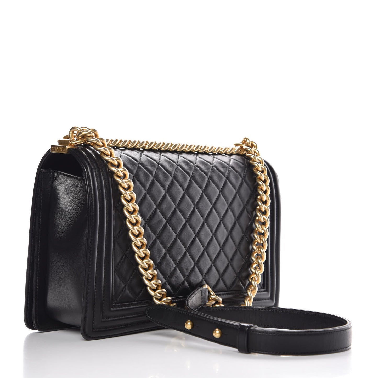 Lambskin Quilted New Medium Boy Flap Black