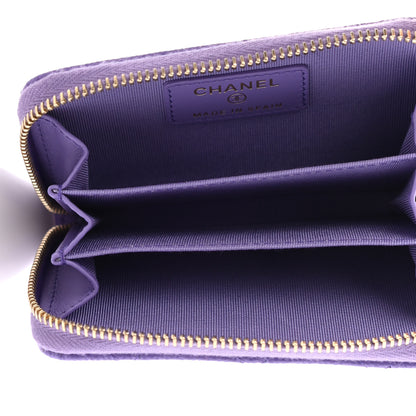 Chanel Caviar Quilted Zip Around Coin Purse Wallet Purple 5 of 7