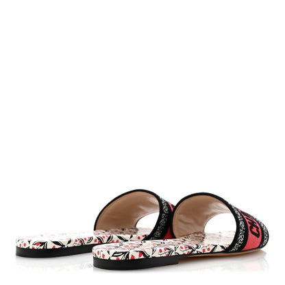 Christian Dior Canvas Coeur Des Curiosites Embroidered Dway Flat Slide Sandals 37 Multicolor 5 of 9