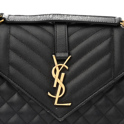 Saint Laurent Grain De Poudre Textured Mixed Matelasse Triquilt Medium Monogram Satchel Black 8 of 14