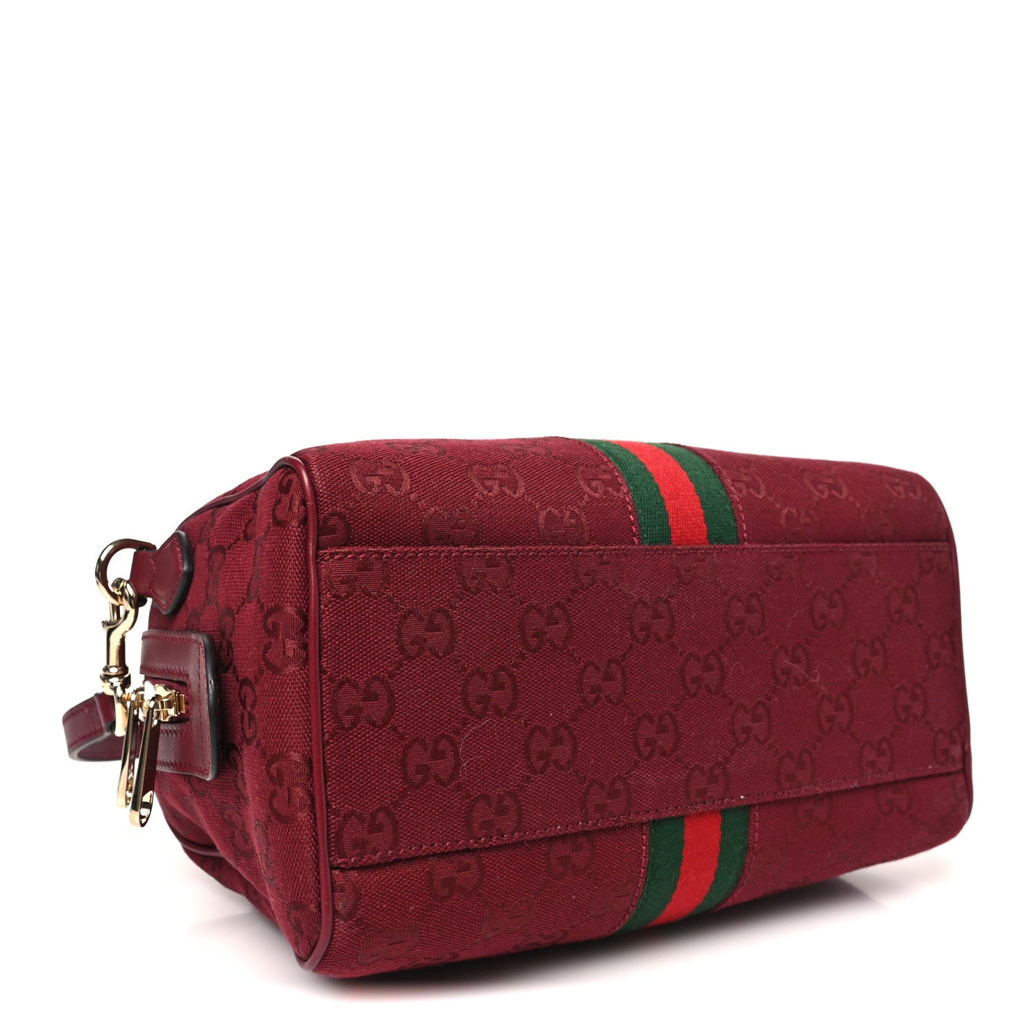 Gucci GG Monogram Textured Dollar Calfskin Web Small Ophidia Top Handle Bowler Bag Rosso Ancora 4 of 10