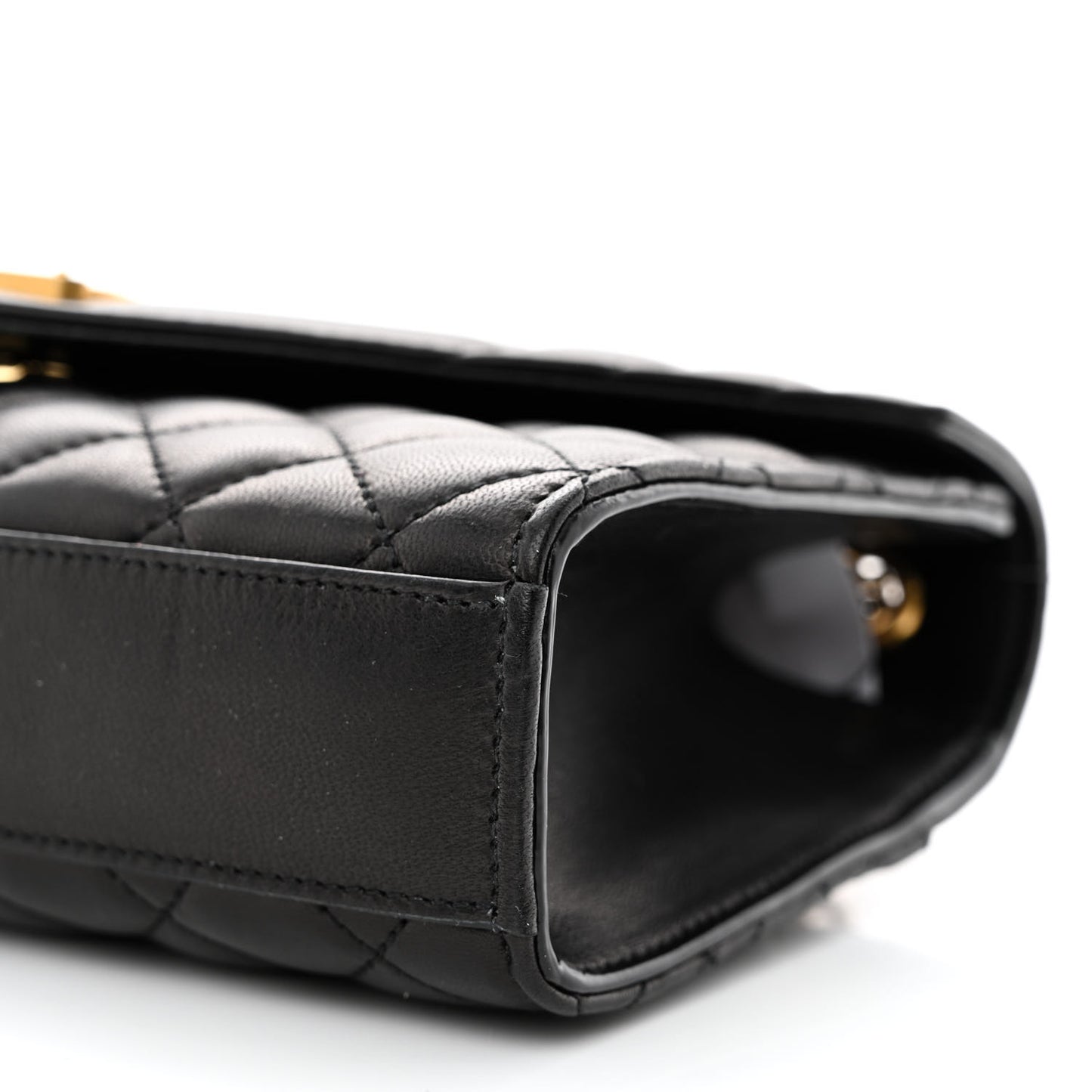 Lambskin Mixed Matelasse Triquilt Small Monogram Satchel Black