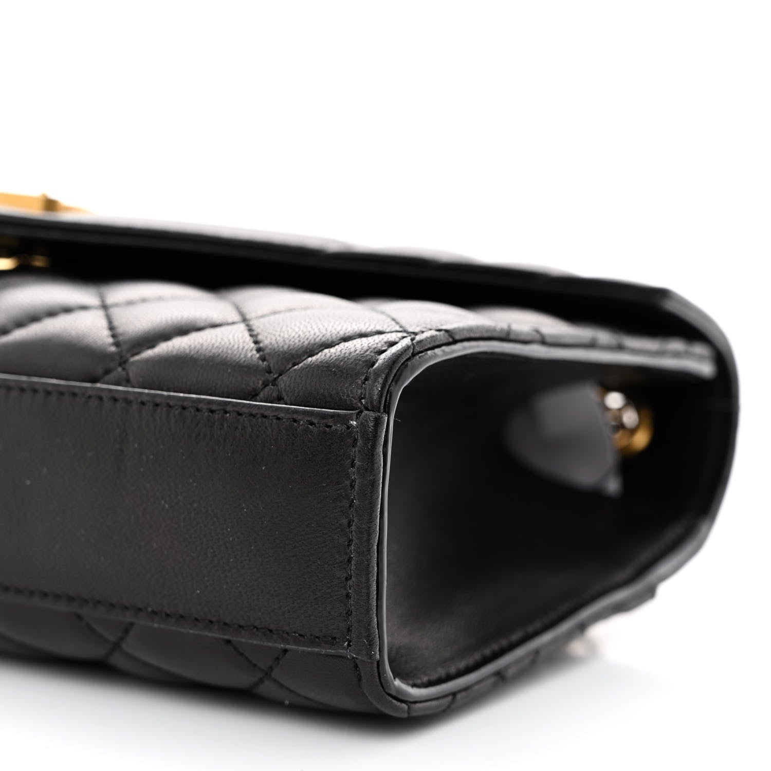 Saint Laurent Lambskin Mixed Matelasse Triquilt Small Monogram Satchel Black 10 of 10
