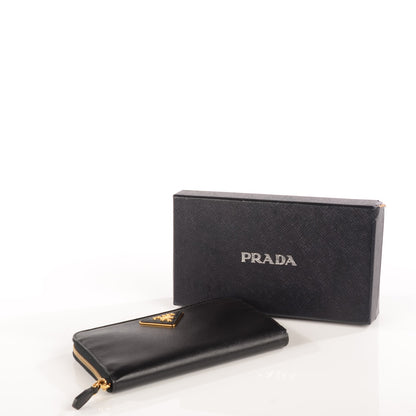 Prada Saffiano Metal Zip Around Wallet Nero Black 4 of 8