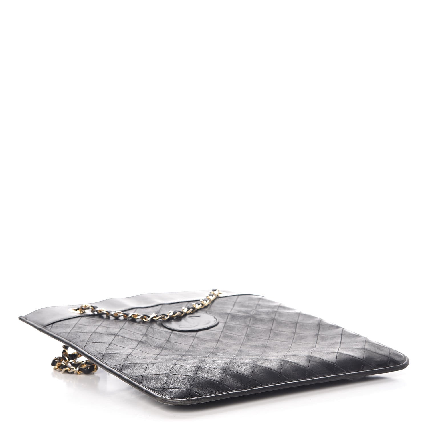 Chanel Lambskin Stitched CC Flat Tote Black 5 of 10