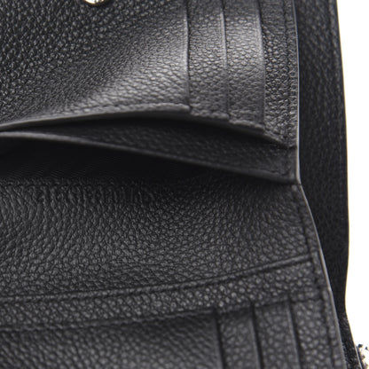 Saint Laurent Grained Calfskin Rive Gauche Compact Zip Around Wallet Black 7 of 7