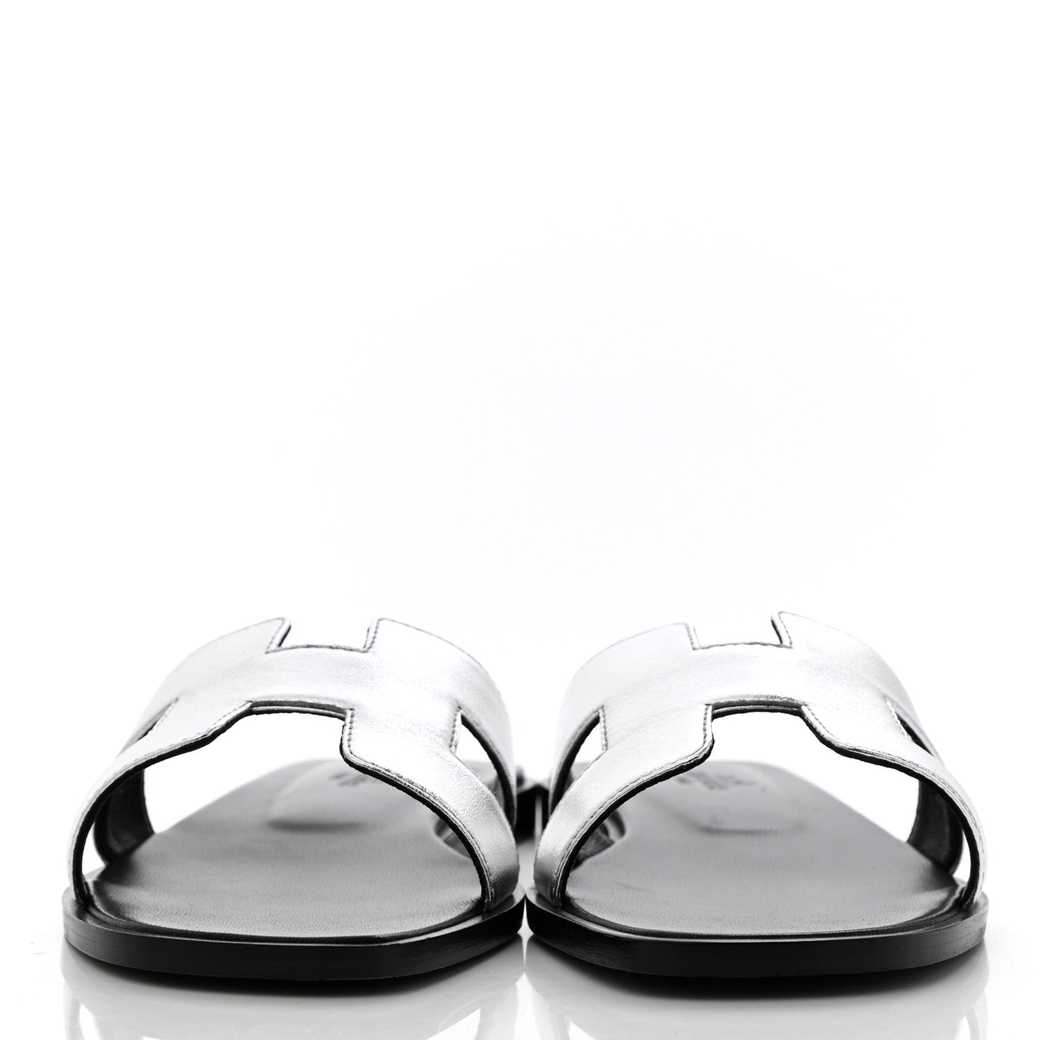 Hermes Metallic Nappa Calfskin Oran Sandals 38 Argent 2 of 9