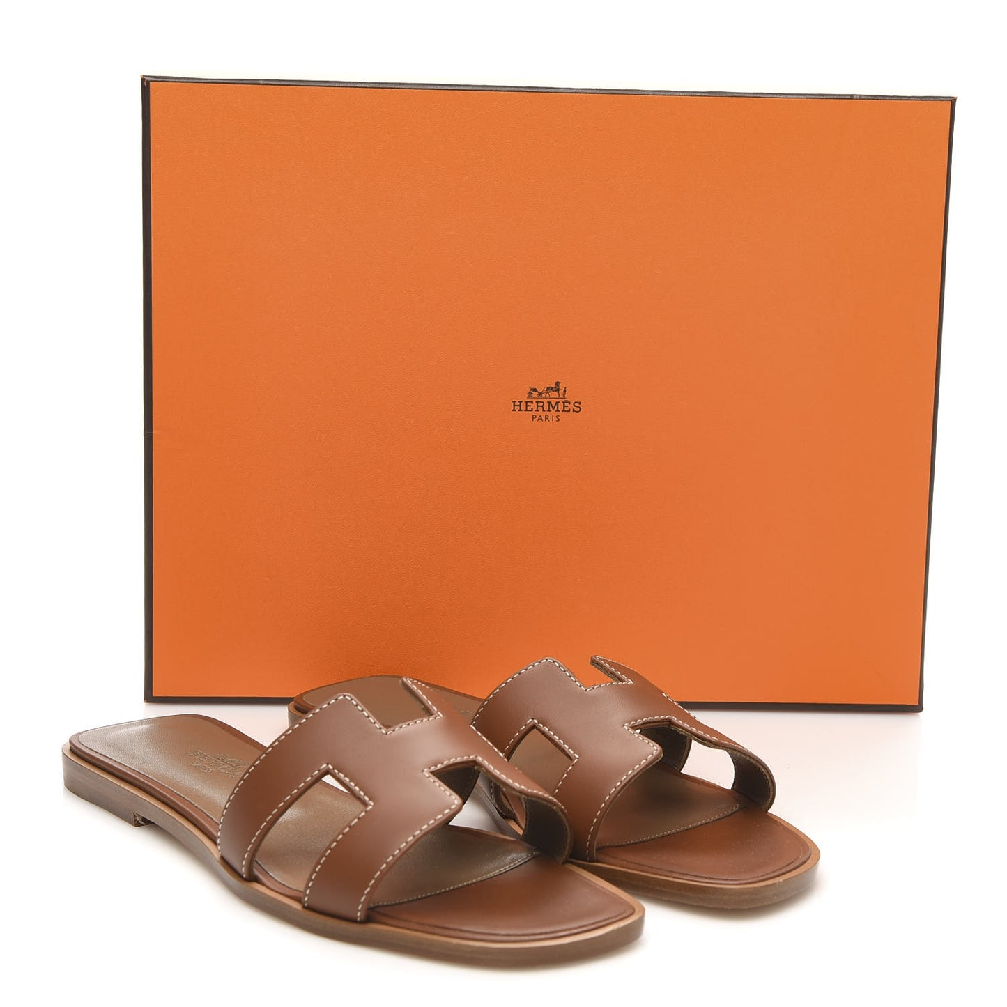 Box Calfskin Oran Sandals 35.5 Gold