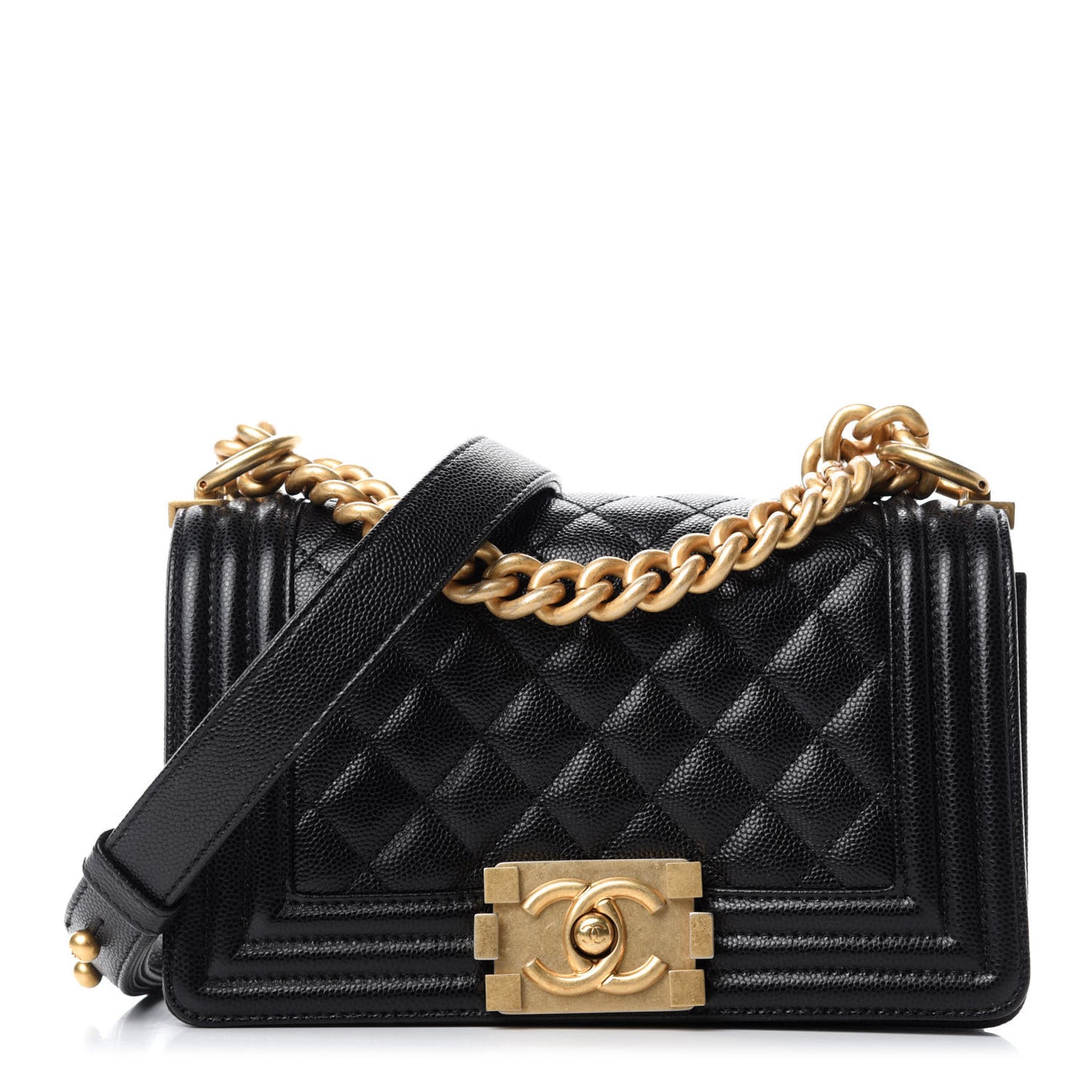 Caviar Quilted Small Boy Flap Black