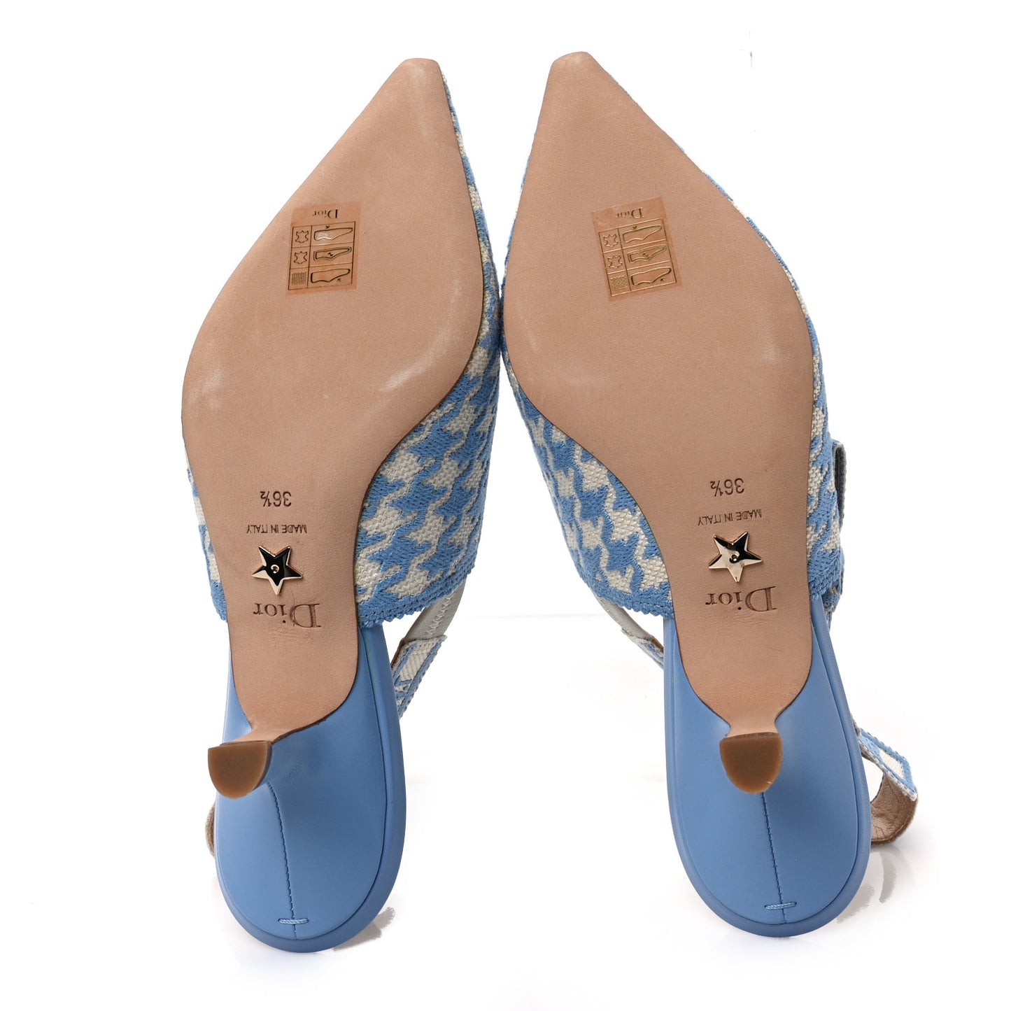 Micro PDP Cotton Houndstooth J'Adior Slingback 65mm Pumps 36.5 Cornflower