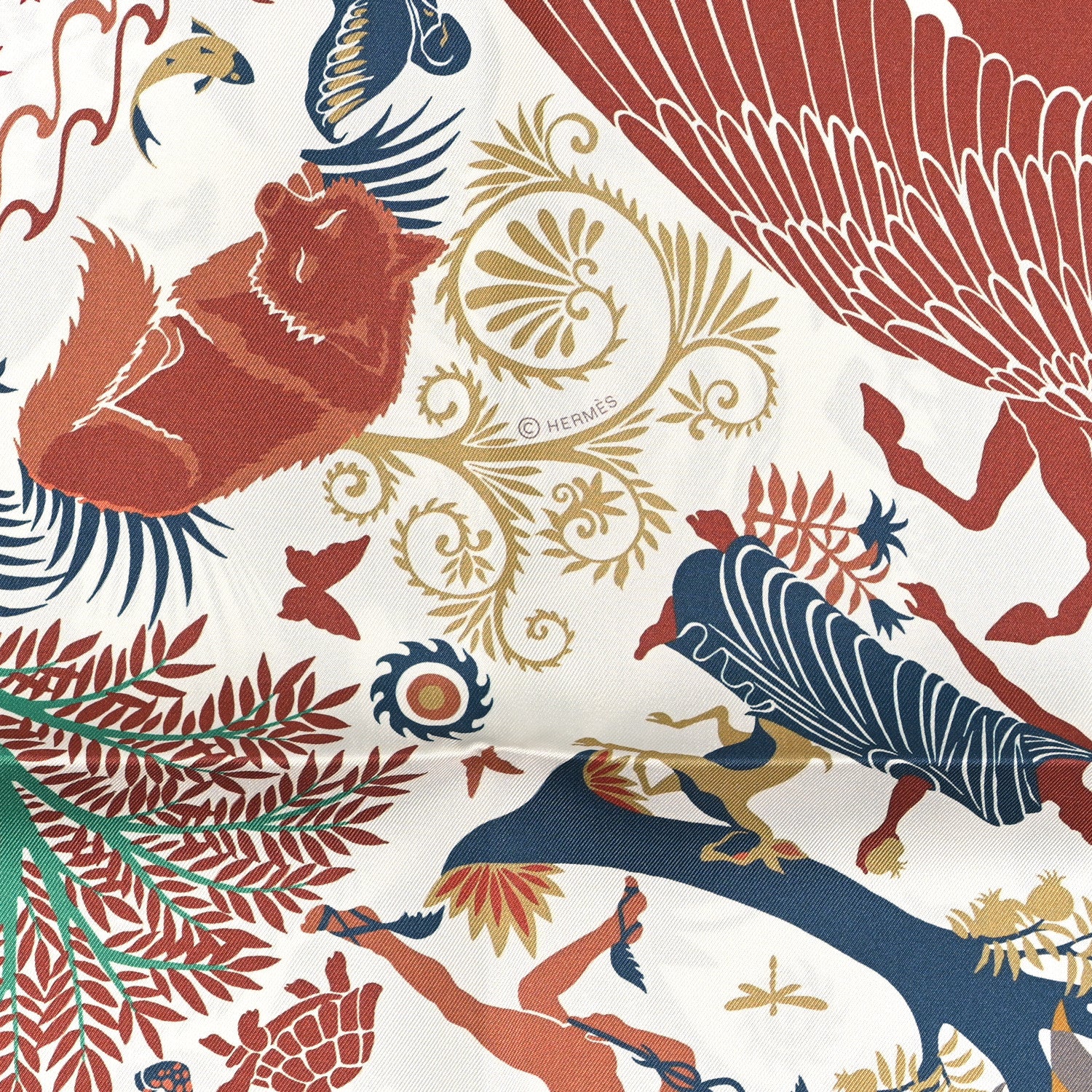 Hermes Silk Sous Le Charme d'Orphee Double Face Scarf 90 Etoupe White Beige Dore 4 of 6