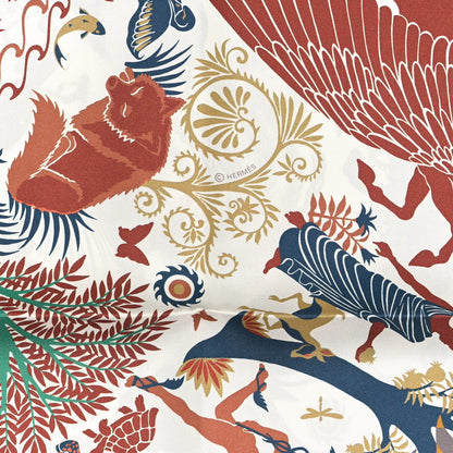 Hermes Silk Sous Le Charme d'Orphee Double Face Scarf 90 Etoupe White Beige Dore 4 of 6