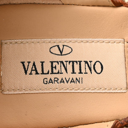 Valentino Garavani Grained Calfskin Rockstud Ankle Strap Espadrille 15/105mm Wedge Sandals 37 Cuoio Natural 7 of 11