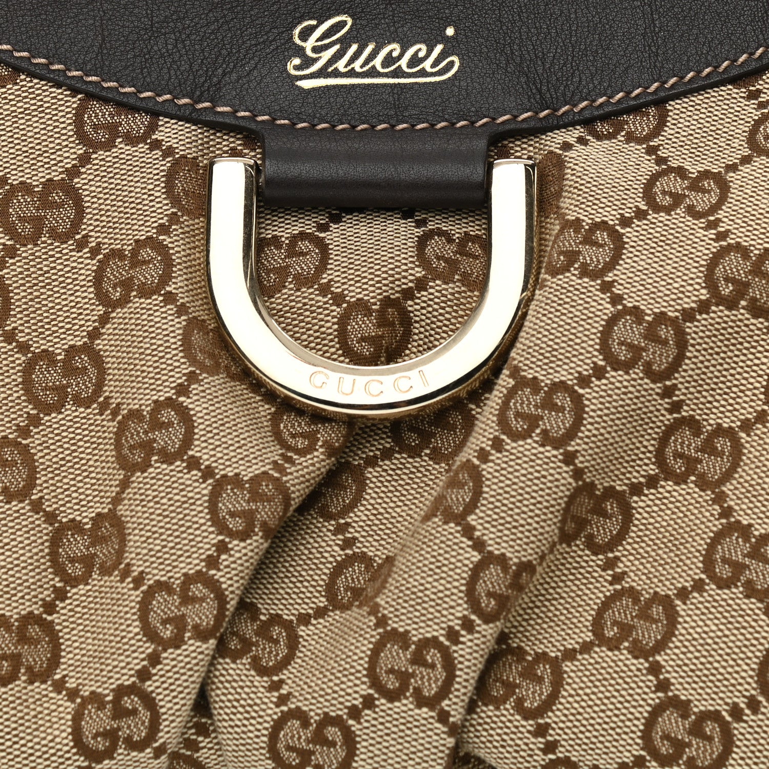 Gucci Monogram Medium D Gold Ring Hobo Dark Brown 8 of 12