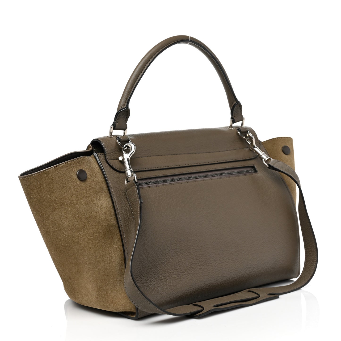 Drummed Calfskin Suede Medium Trapeze Souris