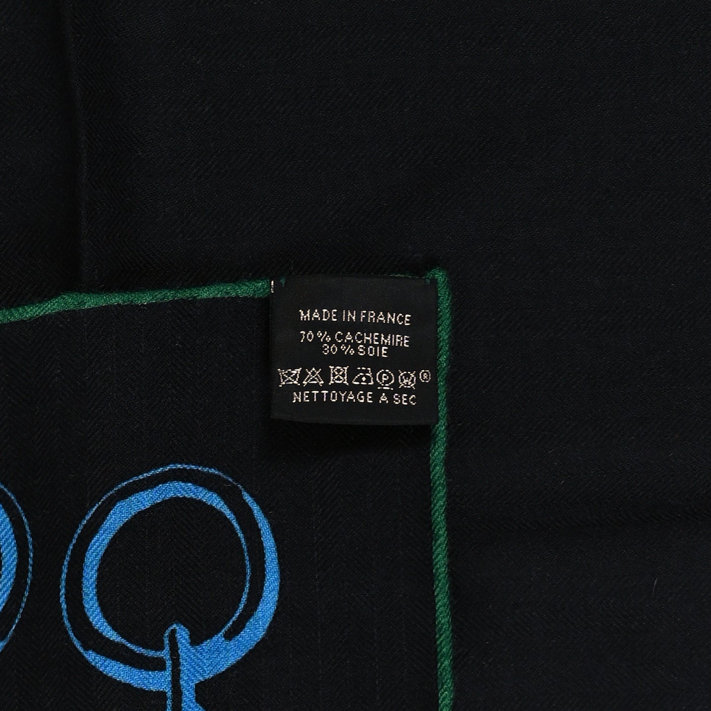 Cashmere Silk Liste En Chaines Shawl 140 Black Blue Cobalt Rouge