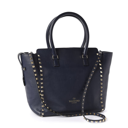 Valentino Garavani Vitello Rockstud Double Handle Tote Marine 4 of 10