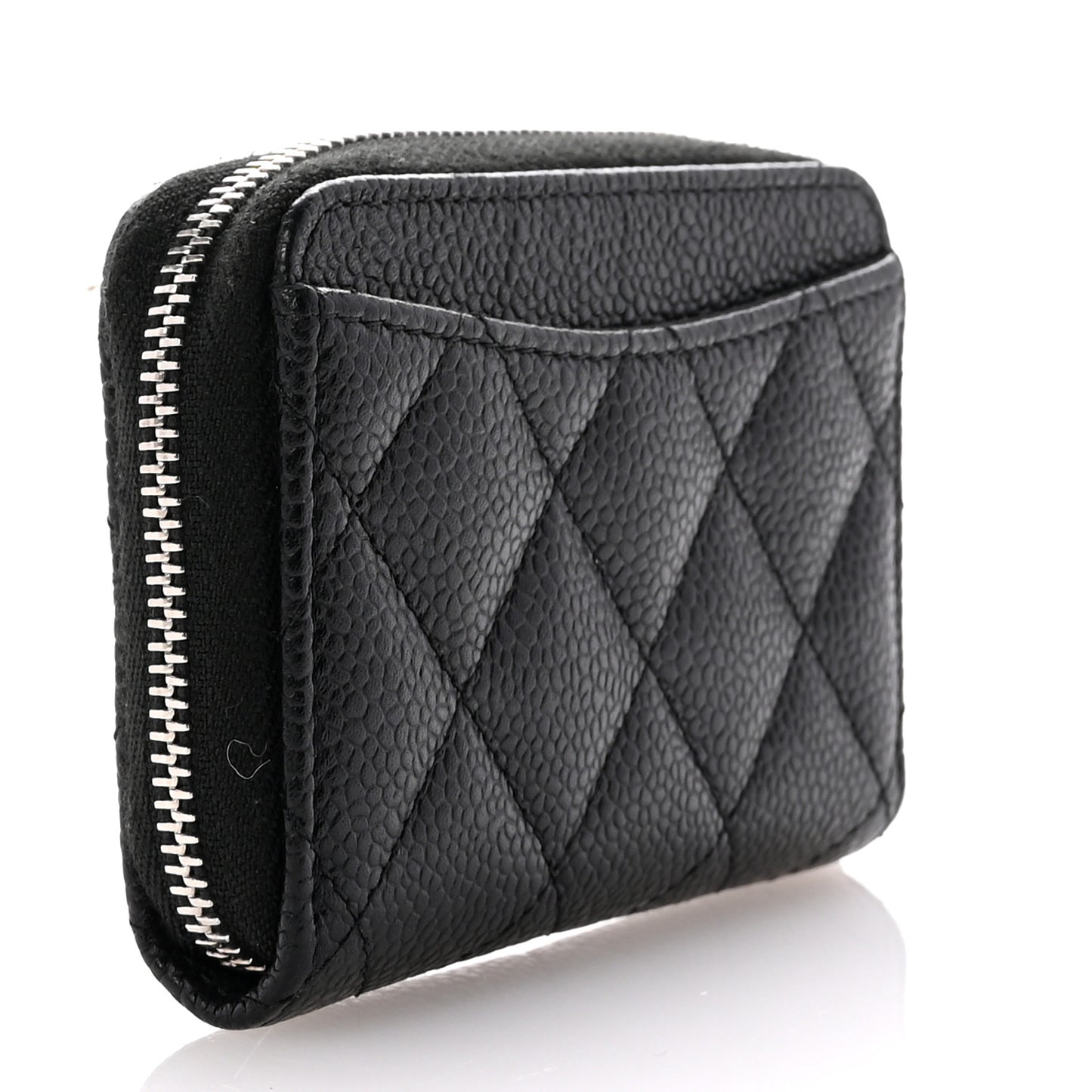 Caviar Quilted Classic Zipped Coin Purse Black