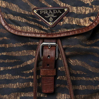 Prada Tessuto Tiger Print Cinch Backpack Brown 6 of 15