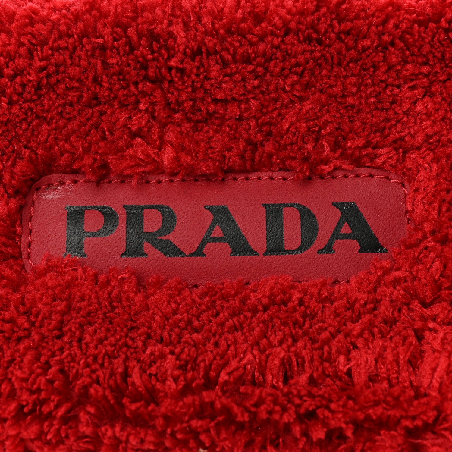 Prada Terry Cloth Logo Lug Sole 20mm Slide Sandals 40 Rosso Black 7 of 9