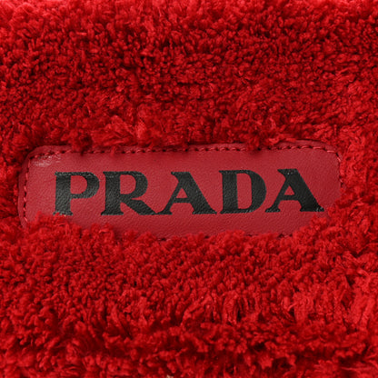 Prada Terry Cloth Logo Lug Sole 20mm Slide Sandals 40 Rosso Black 7 of 9
