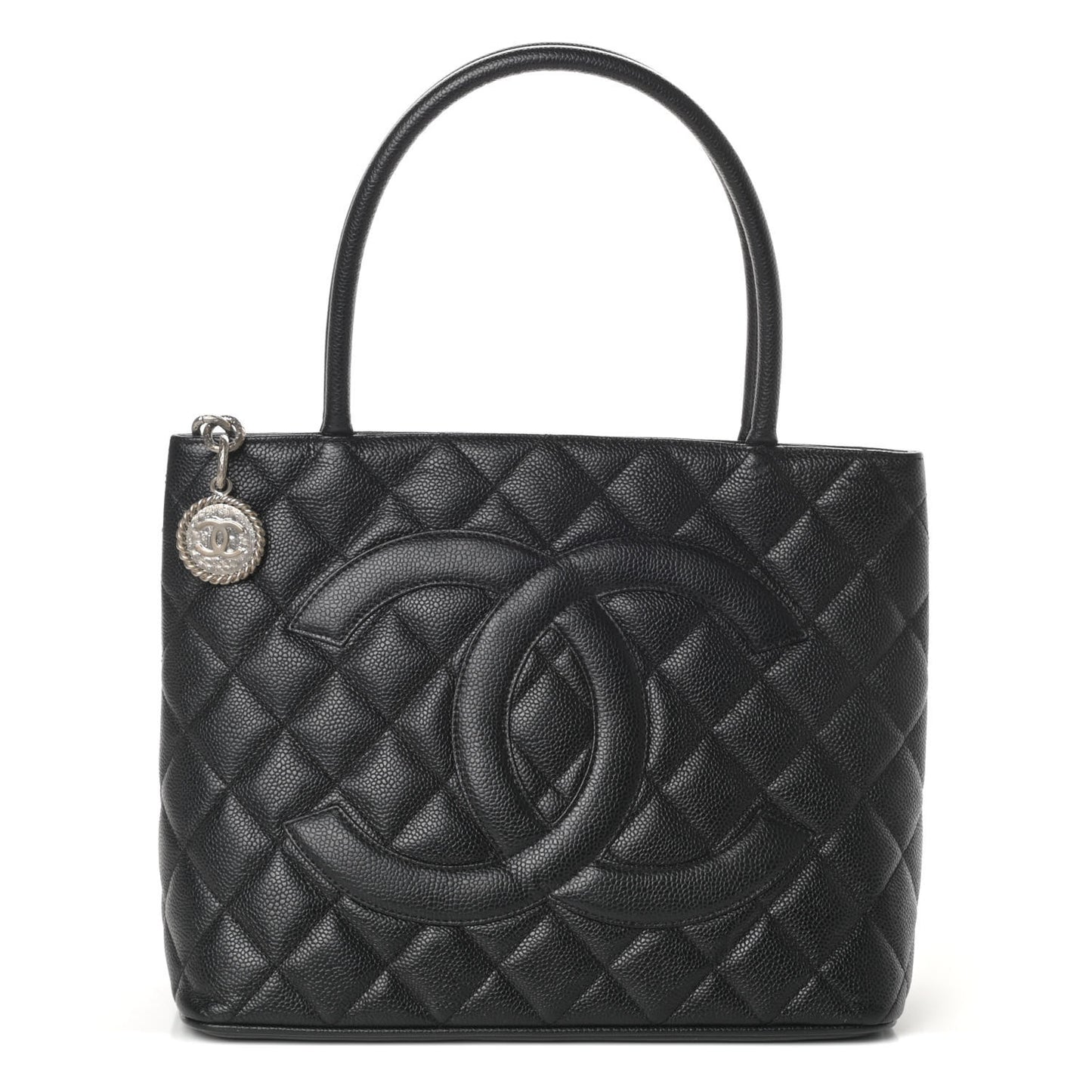 Caviar Quilted Medallion Tote Black