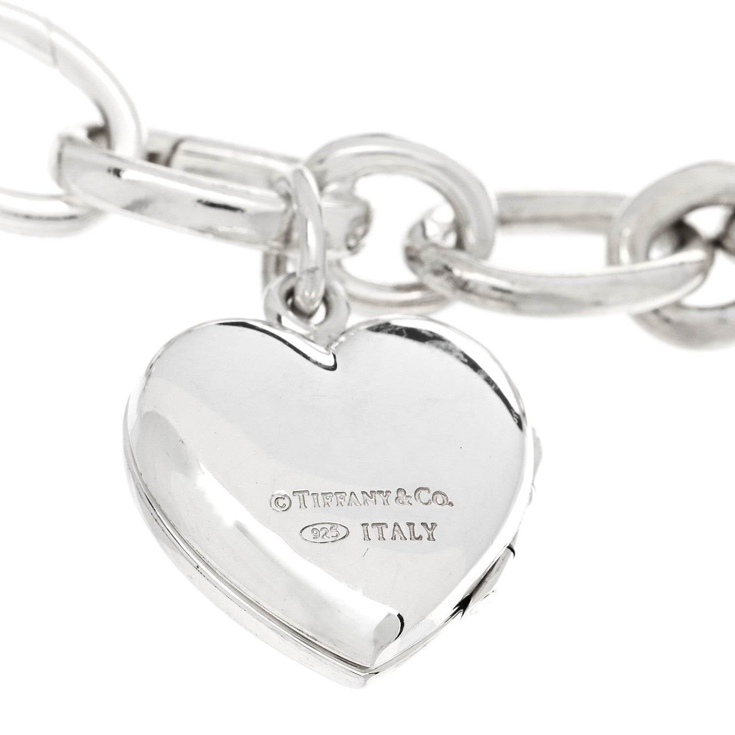 Tiffany Sterling Silver Heart Locket Charm Bracelet 3 of 5