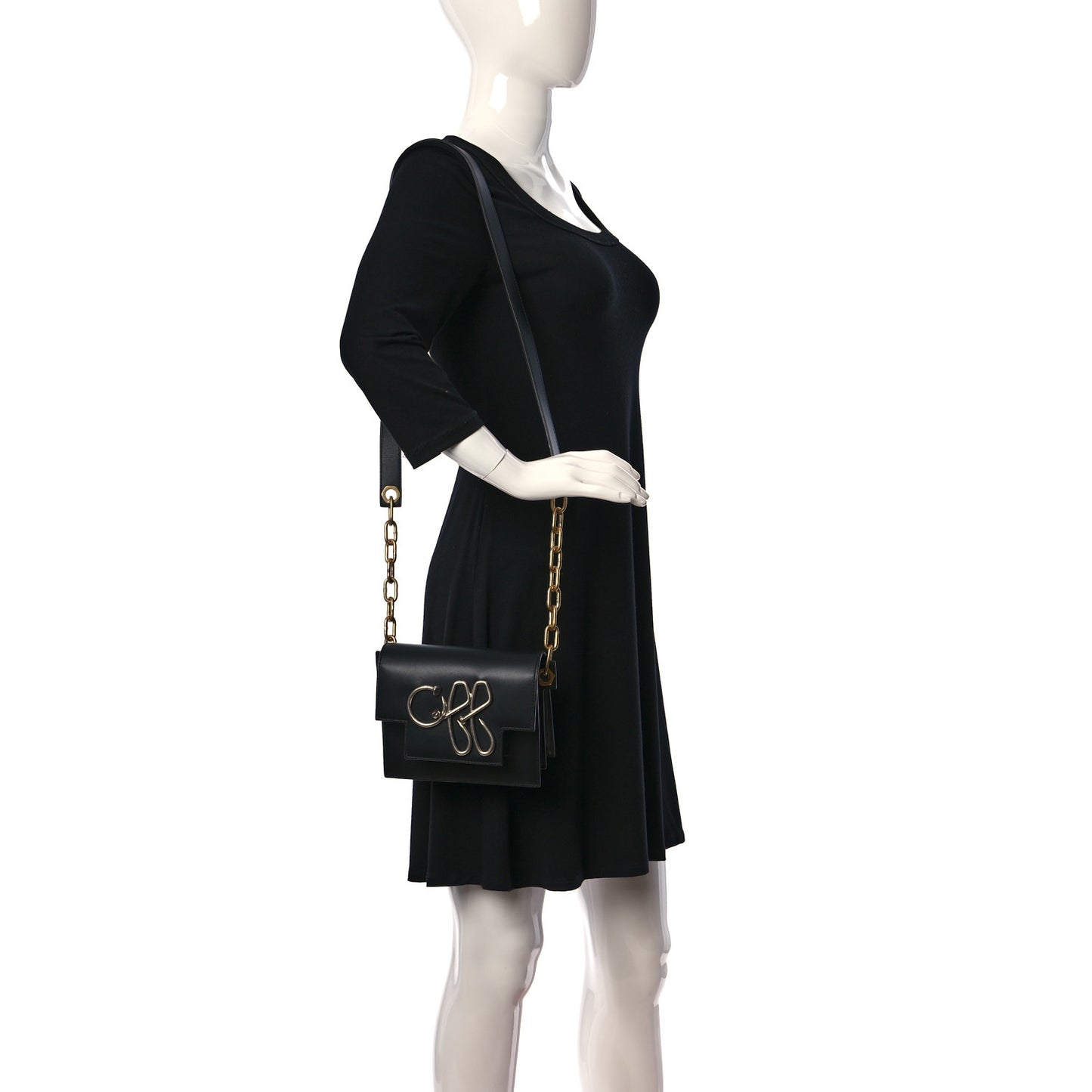 Calfskin 3D Nail Logo Shoulder Bag Black