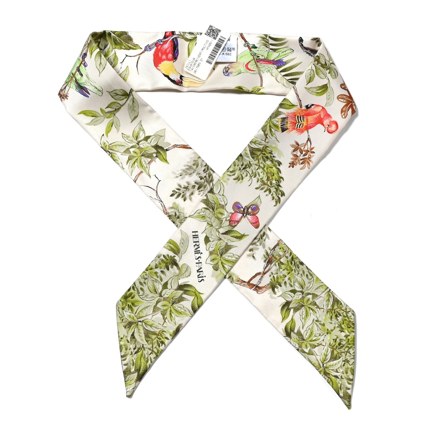 Silk Equateur Twilly Creme Vert Multicolore