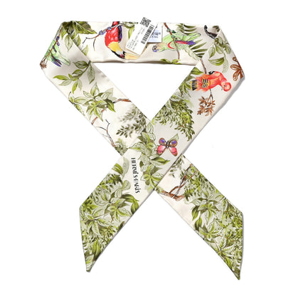 Hermes Silk Equateur Twilly Creme Vert Multicolore 1 of 4