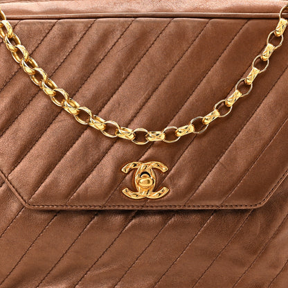 Chanel Metallic Lambskin Diagonal Quilted Tassel Camera Bag Bronze 10 of 16