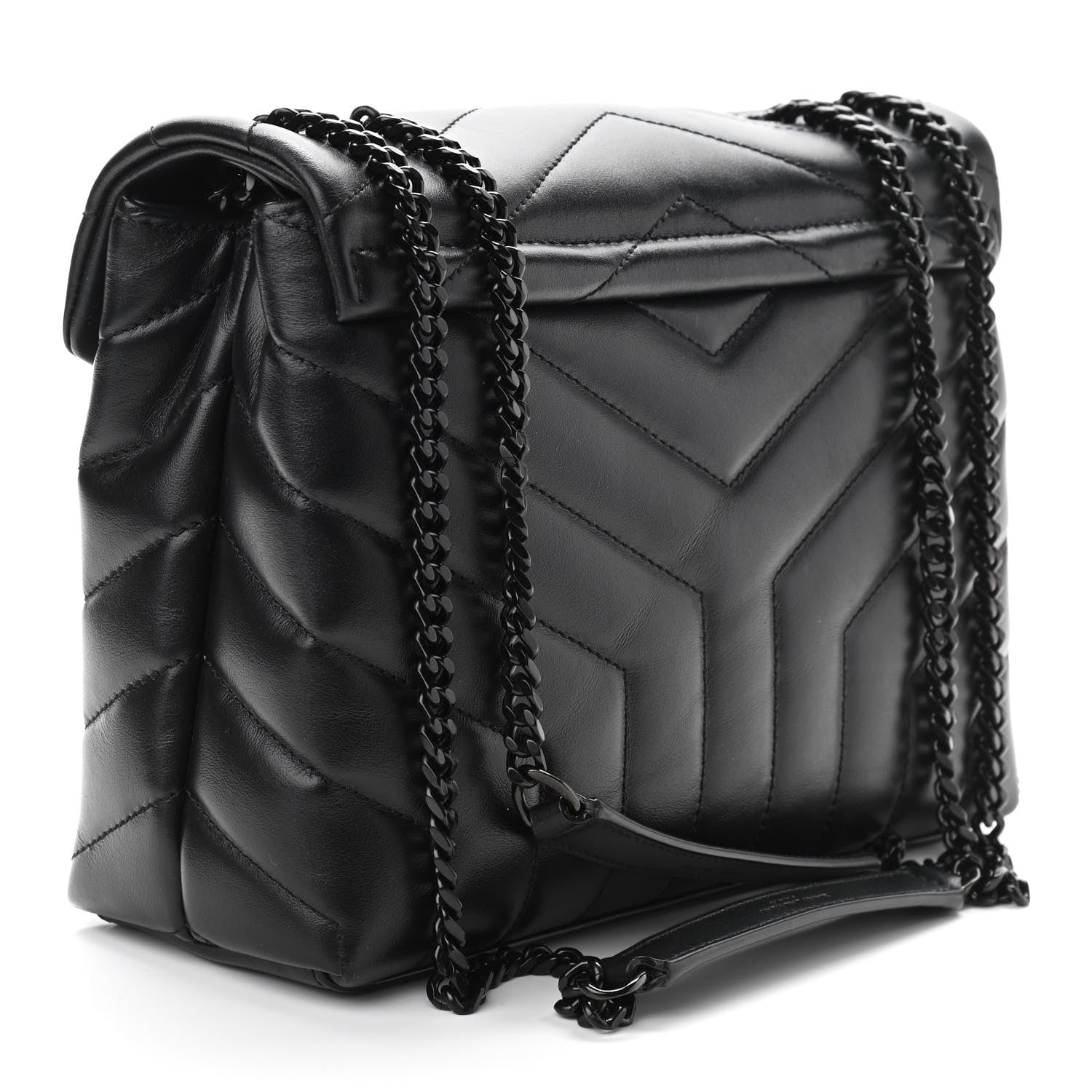 Saint Laurent Calfskin Y Quilted Monogram Small Loulou Chain Satchel Black 3 of 10
