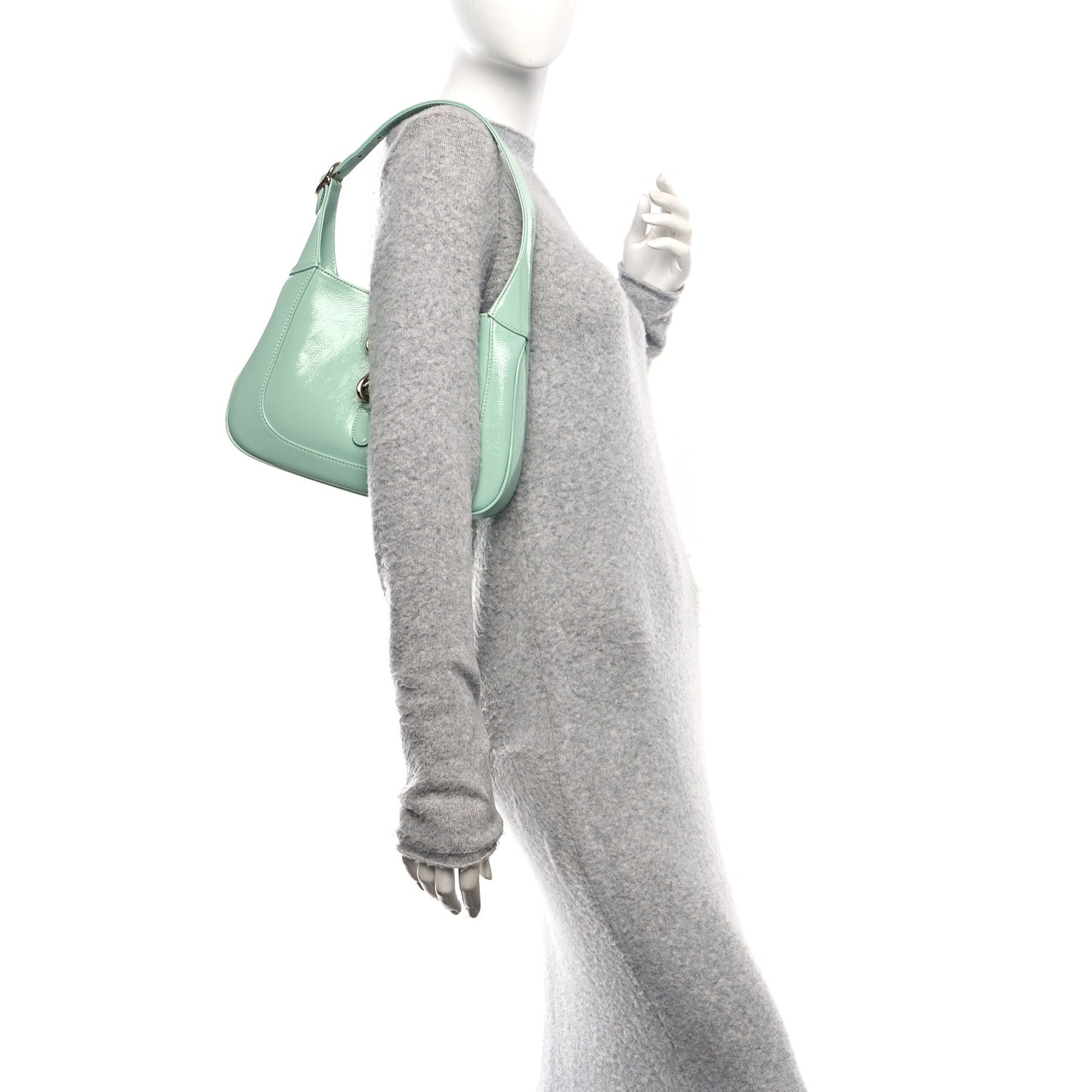 Patent Calfskin Small Jackie Shoulder Bag Light Green