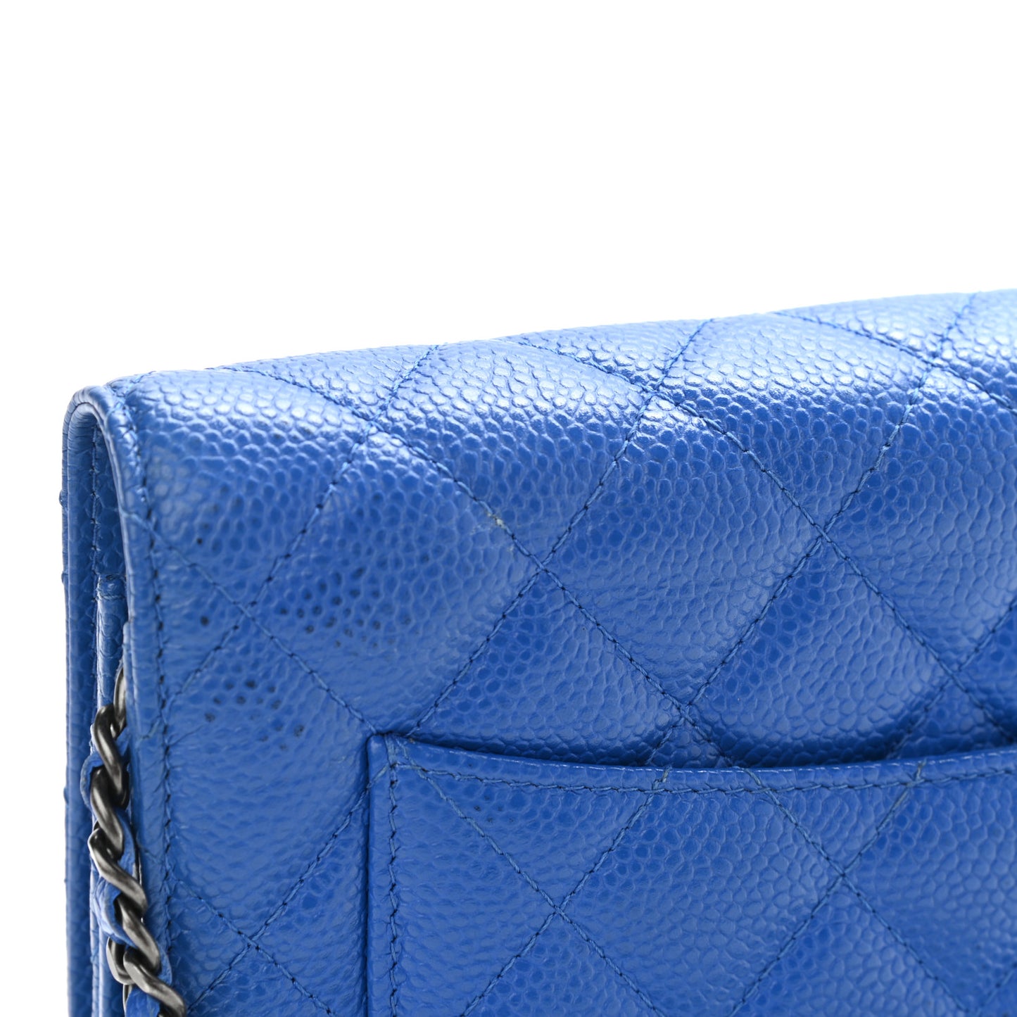 Caviar Quilted Wallet On Chain WOC Blue