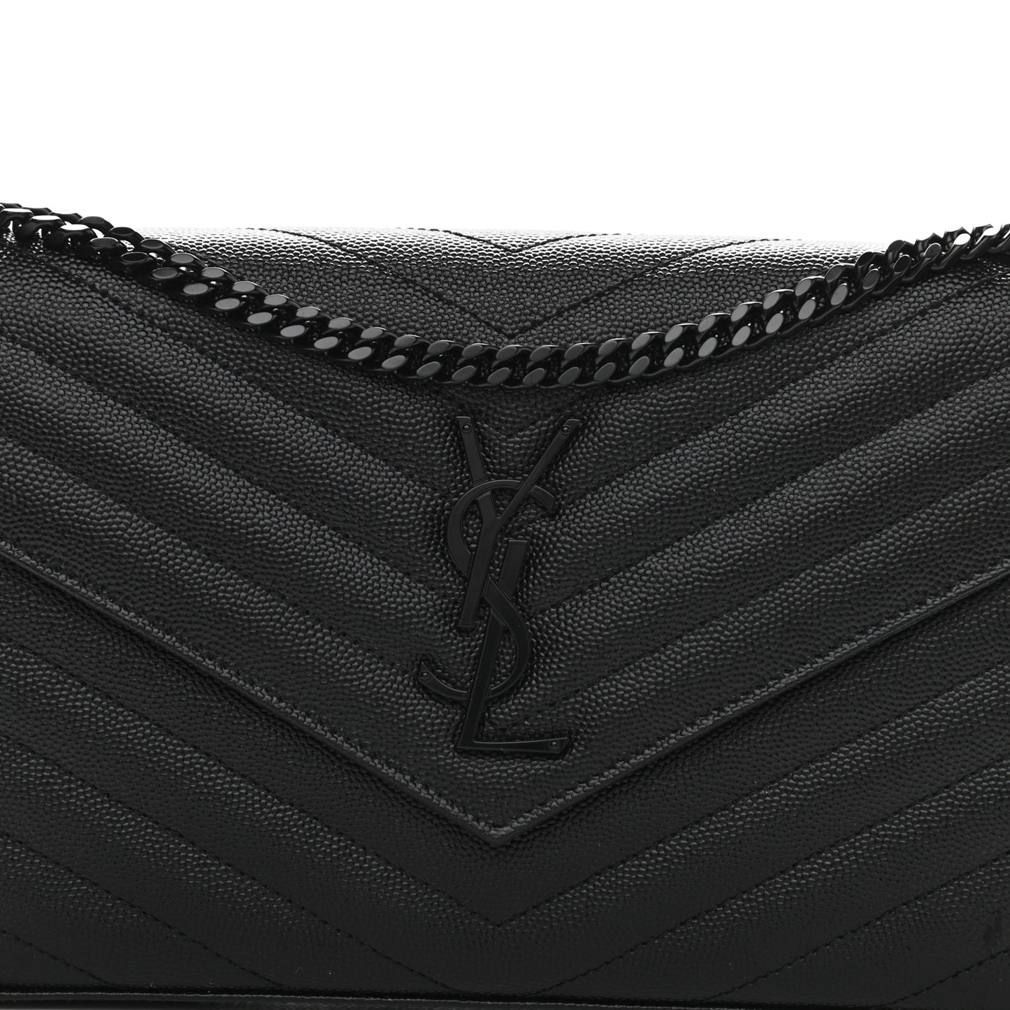 Grain De Poudre Matelasse Chevron Monogram Chain Wallet Black