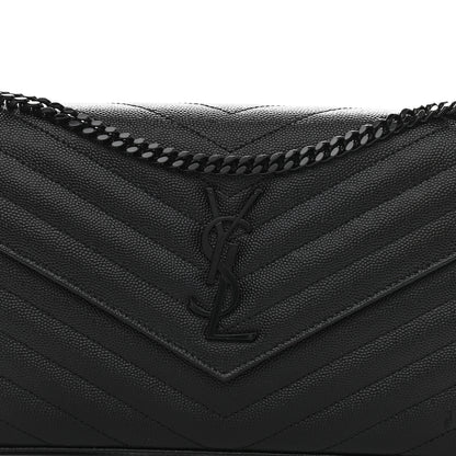 Saint Laurent Grain De Poudre Matelasse Chevron Monogram Chain Wallet Black 7 of 9