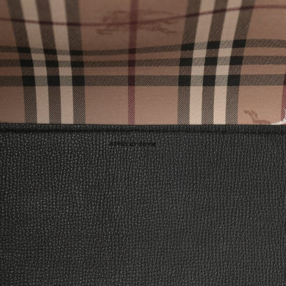 Burberry Grainy Calfskin Haymarket Check Medium Reversible Tote Black 6 of 18
