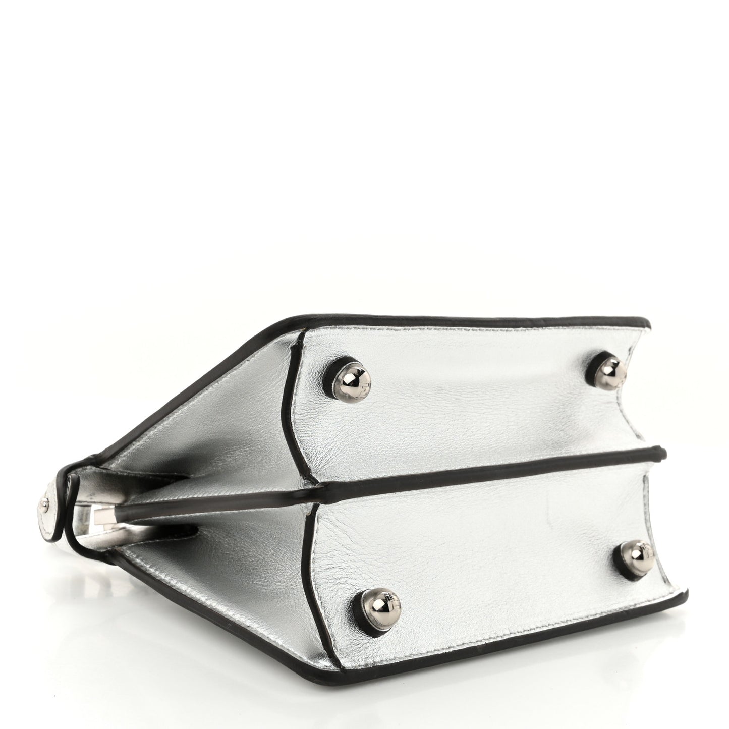 X MARC JACOBS Vitello Catalan Mirror Petite Peekaboo I SEE U Satchel Argento