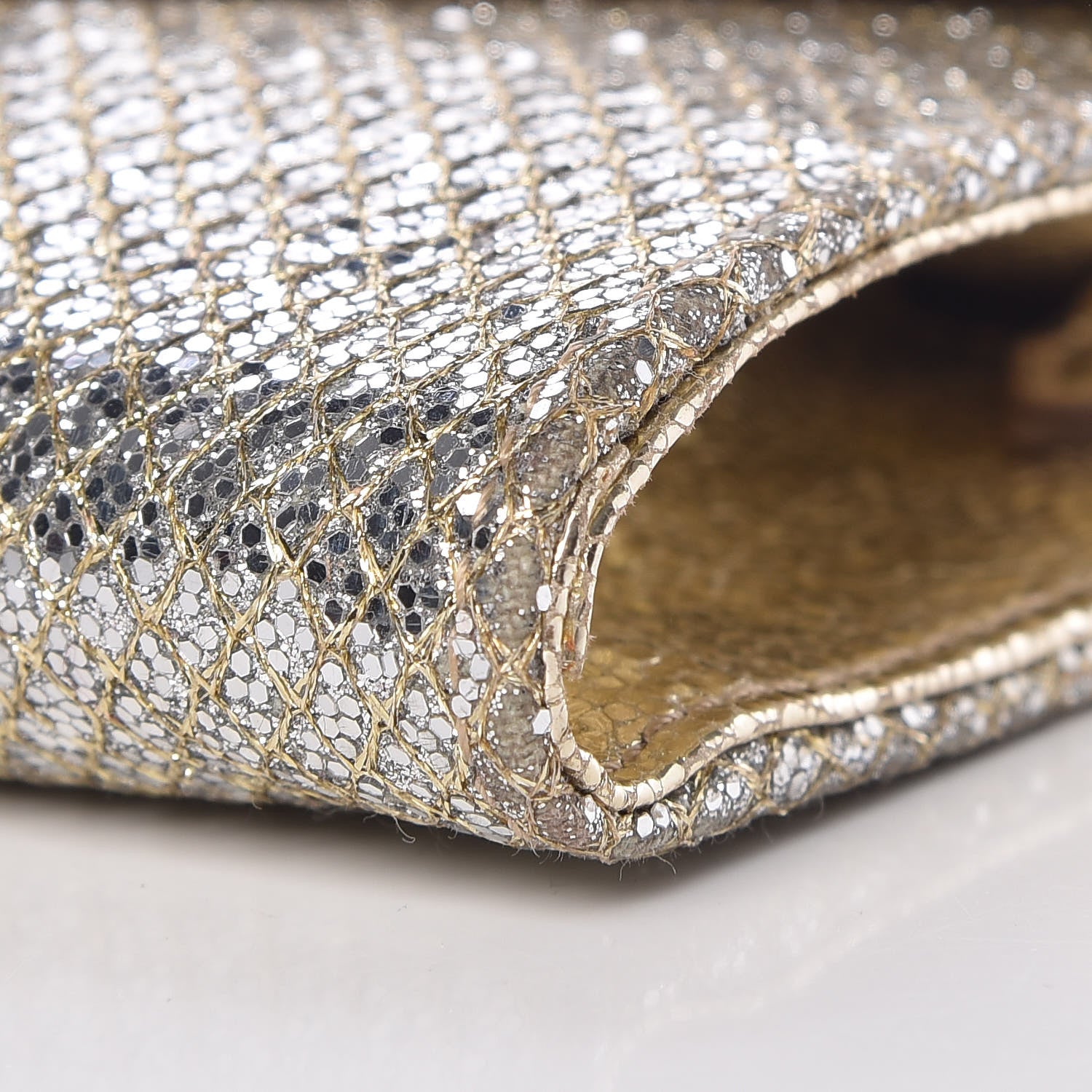 Jimmy Choo Glitter Fabric Large Riane Clutch Champagne 9 of 11