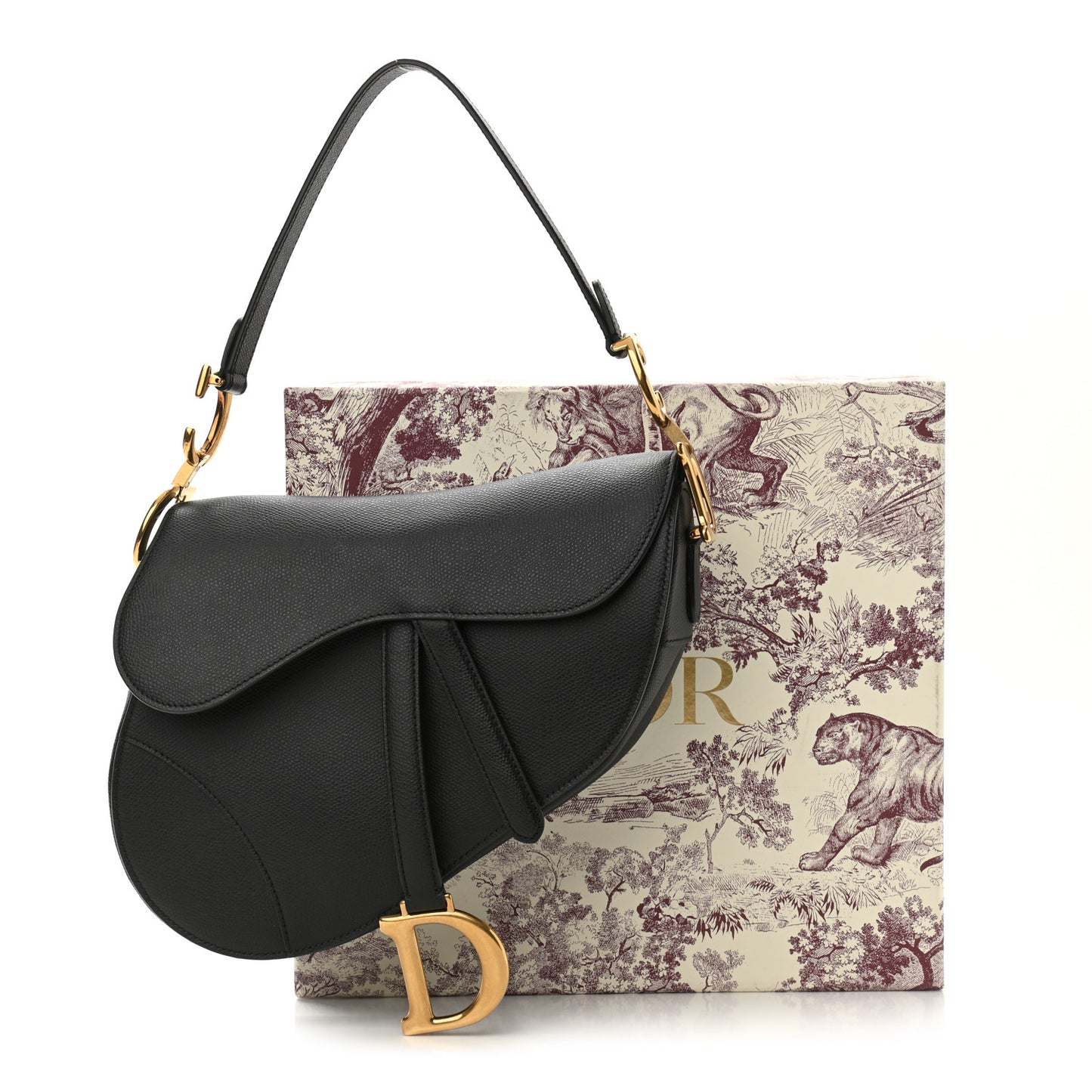 Grained Calfskin Saddle Bag Black