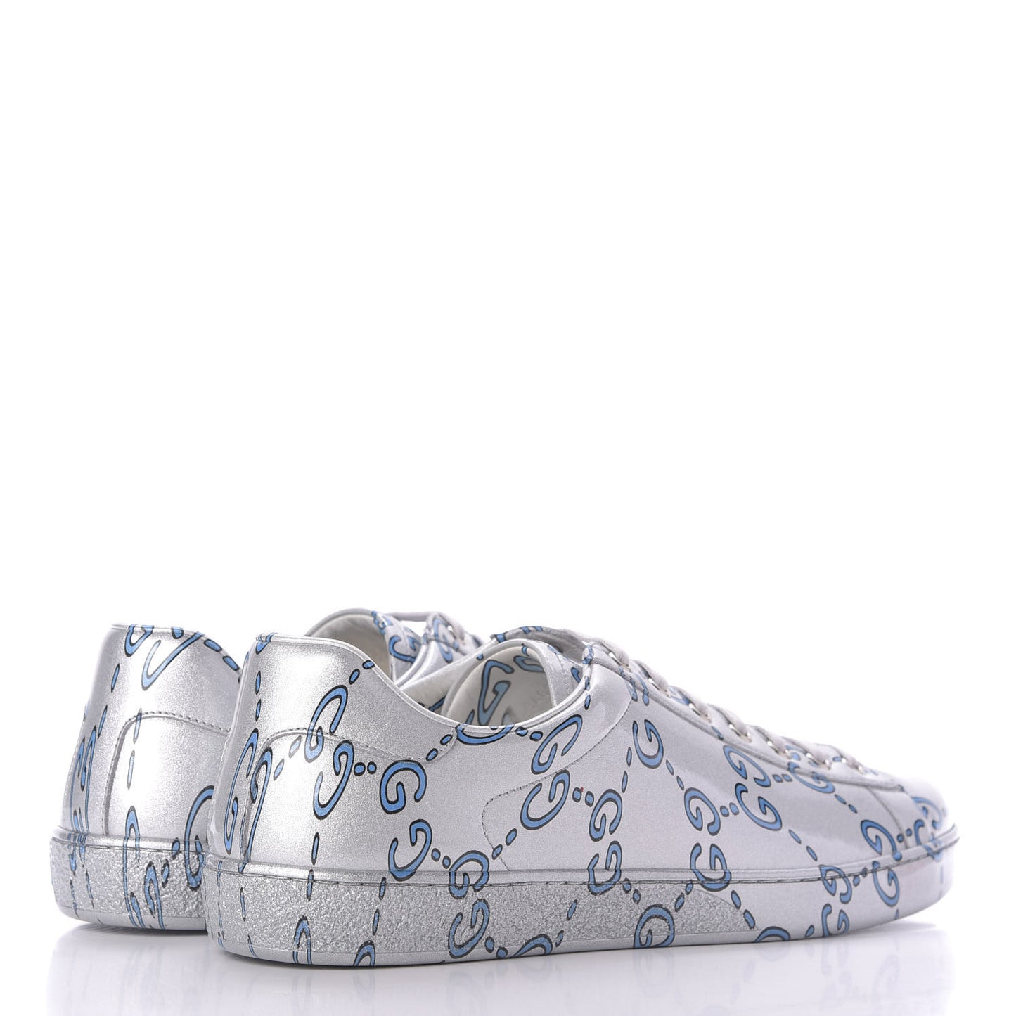 Miro Rubber Wax GucciGhost Print Mens New Ace Sneakers 10 Silver